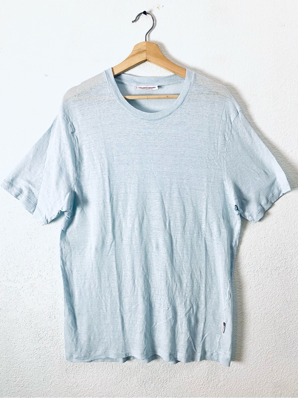 Orlebar Brown Men’s Linen T Shirt Crewneck Tee XXL Soft Blue Short Sleeve - Picture 3 of 8